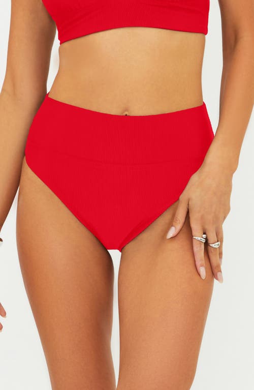 Beach Riot Highway High Waist Swim Bottoms In Red