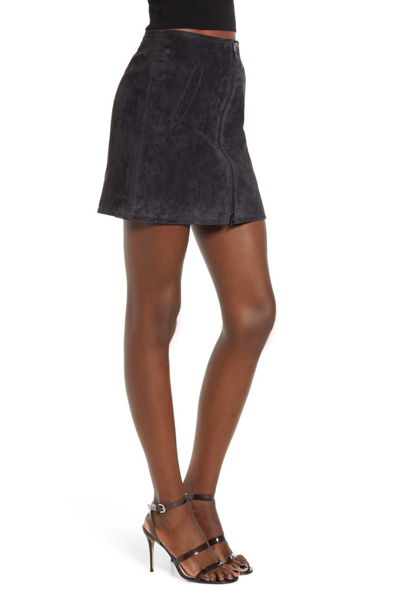 Suede Miniskirt, Alternate, color, CARBON
