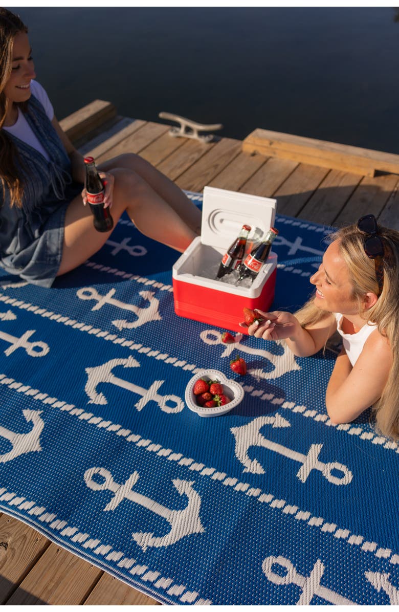 Mad Mats Anchor Blue & White Rug, Alternate, color, 5'X8'