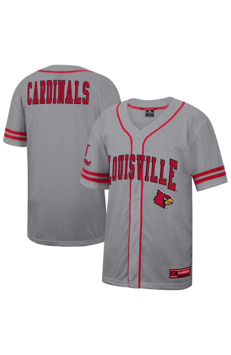 COLOSSEUM Men's Colosseum Gray Louisville Cardinals Free Spirited Baseball Jersey, Alternate, color, Gray