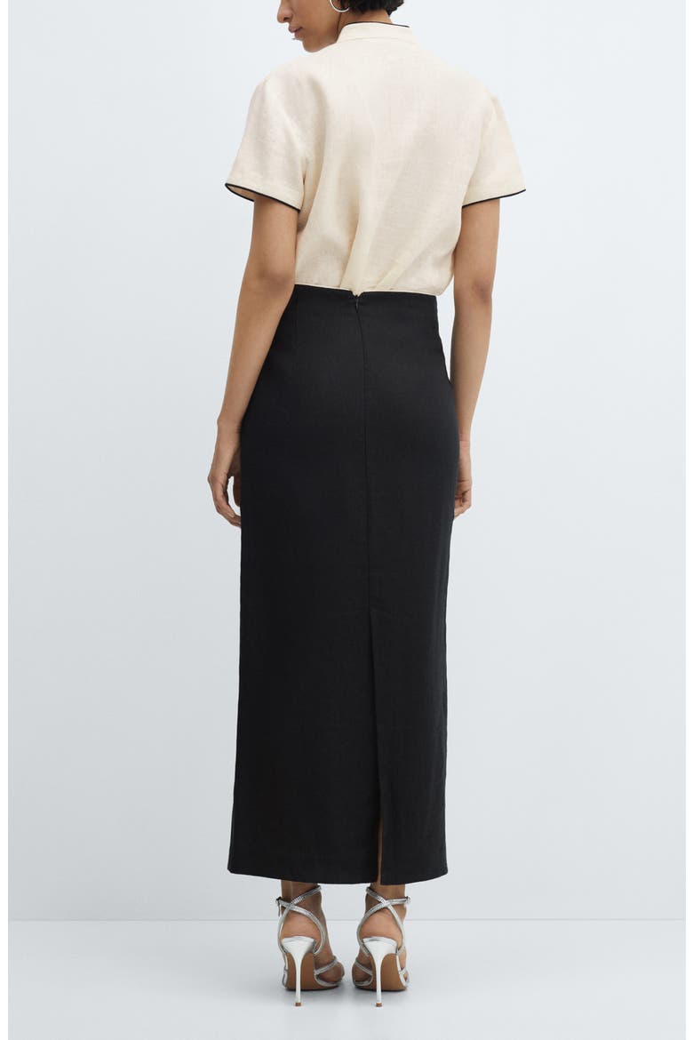 Back Slit Linen Skirt, Alternate, color, BLACK