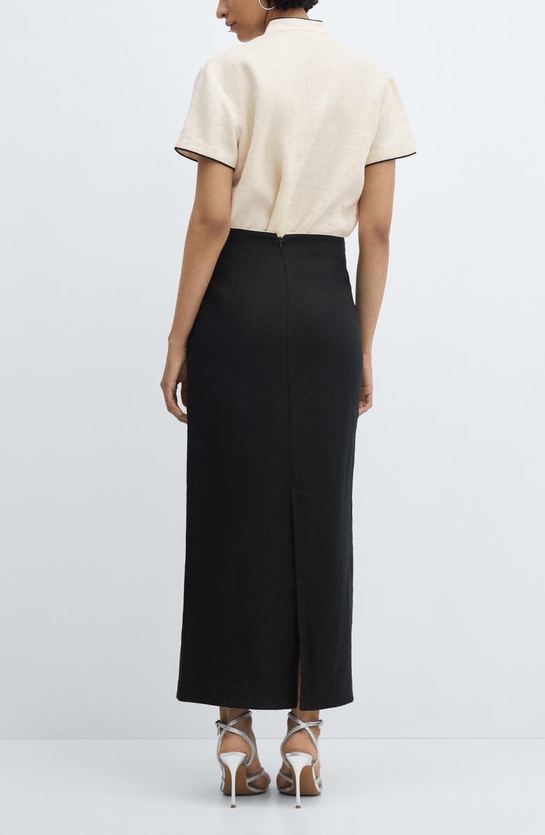 MANGO Back Slit Linen Skirt, Alternate, color, 