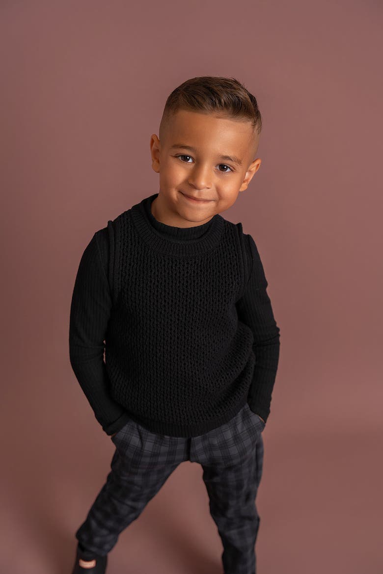 Boy Crochet Knit Sleeveless Vest, Alternate, color, Dark Navy