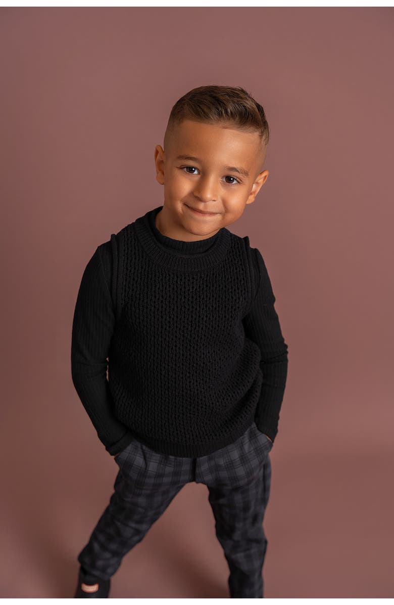 Mr. Mr. Boy Crochet Knit Sleeveless Vest, Alternate, color, Dark Navy
