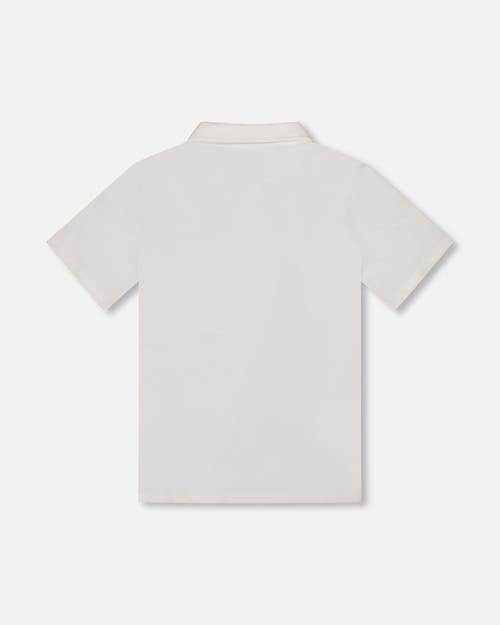 Deux Par Deux Boy's Short Sleeve Polo Shirt White In White