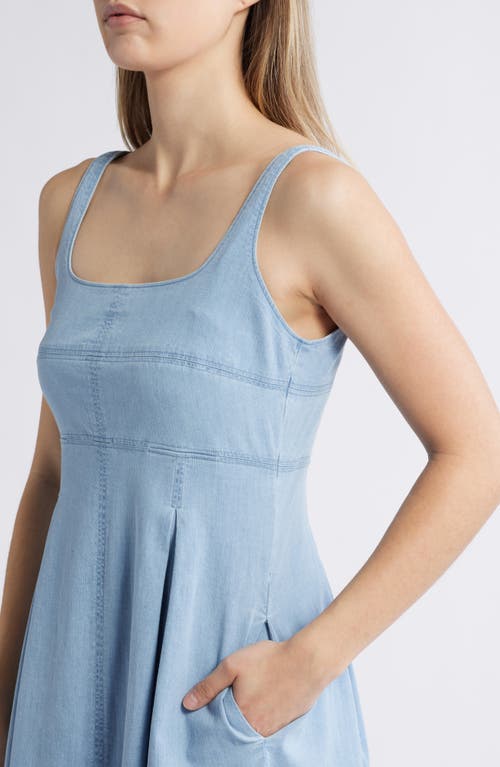 ANNE KLEIN ANNE KLEIN PLEATED DENIM DRESS