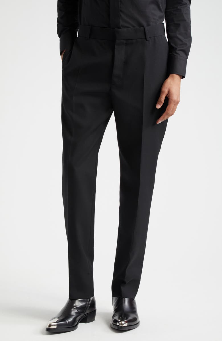 McQueen Wool Gabardine Cigarette Trousers, Main, color, Black