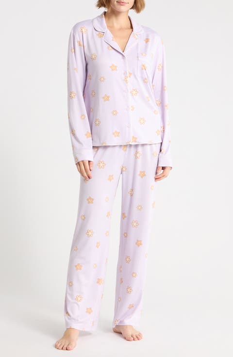Quiet Night Long Sleeve Button-Up Top & Pants Pajamas