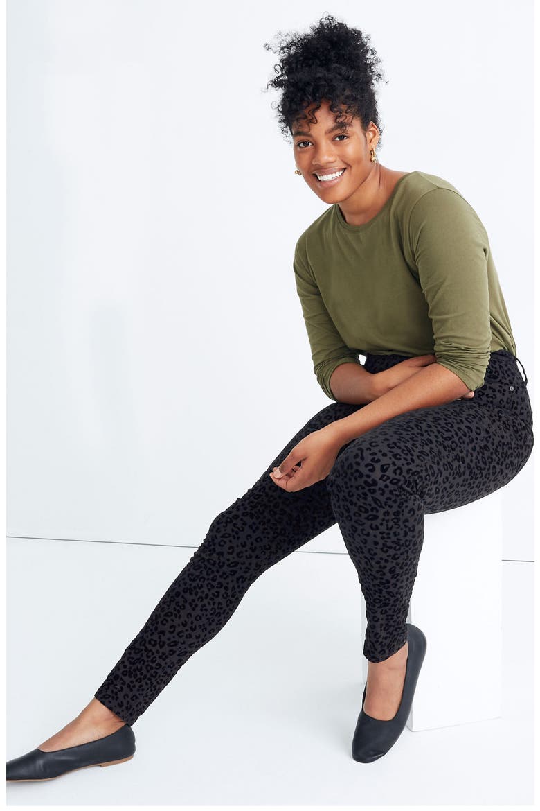 Mid-Rise Flocked Leopard Skinny Jeans, Alternate, color, FLOCKED LEOPARD