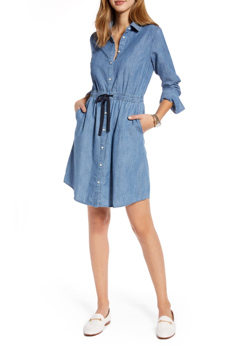 1901 Long Sleeve Chambray Shirtdress, Main, color,