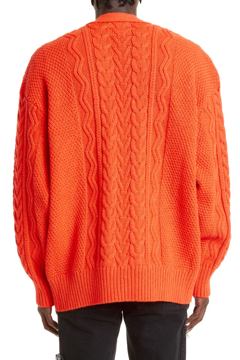 Men's Cable Knit Wool Cardigan, Alternate, color, ORANGE