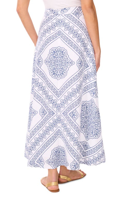 Shop Vince Camuto Print Linen Blend A-line Maxi Skirt In Lake Breeze