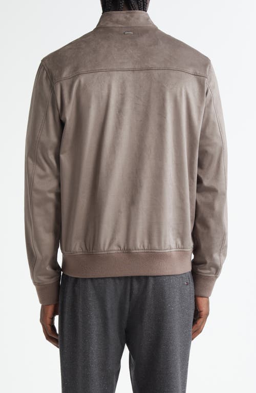 Herno Faux Suede Bomber Jacket In Brown