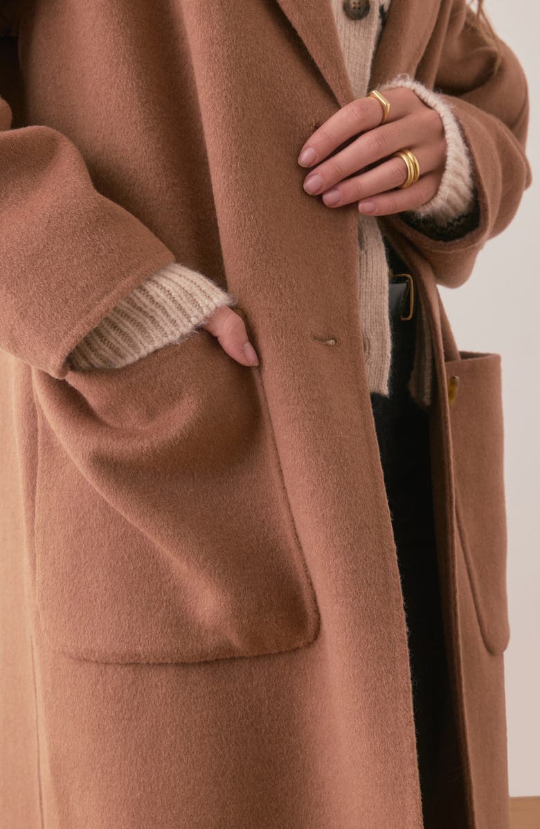 Marine Layer Colette Longline Coat, Alternate, color, Camel