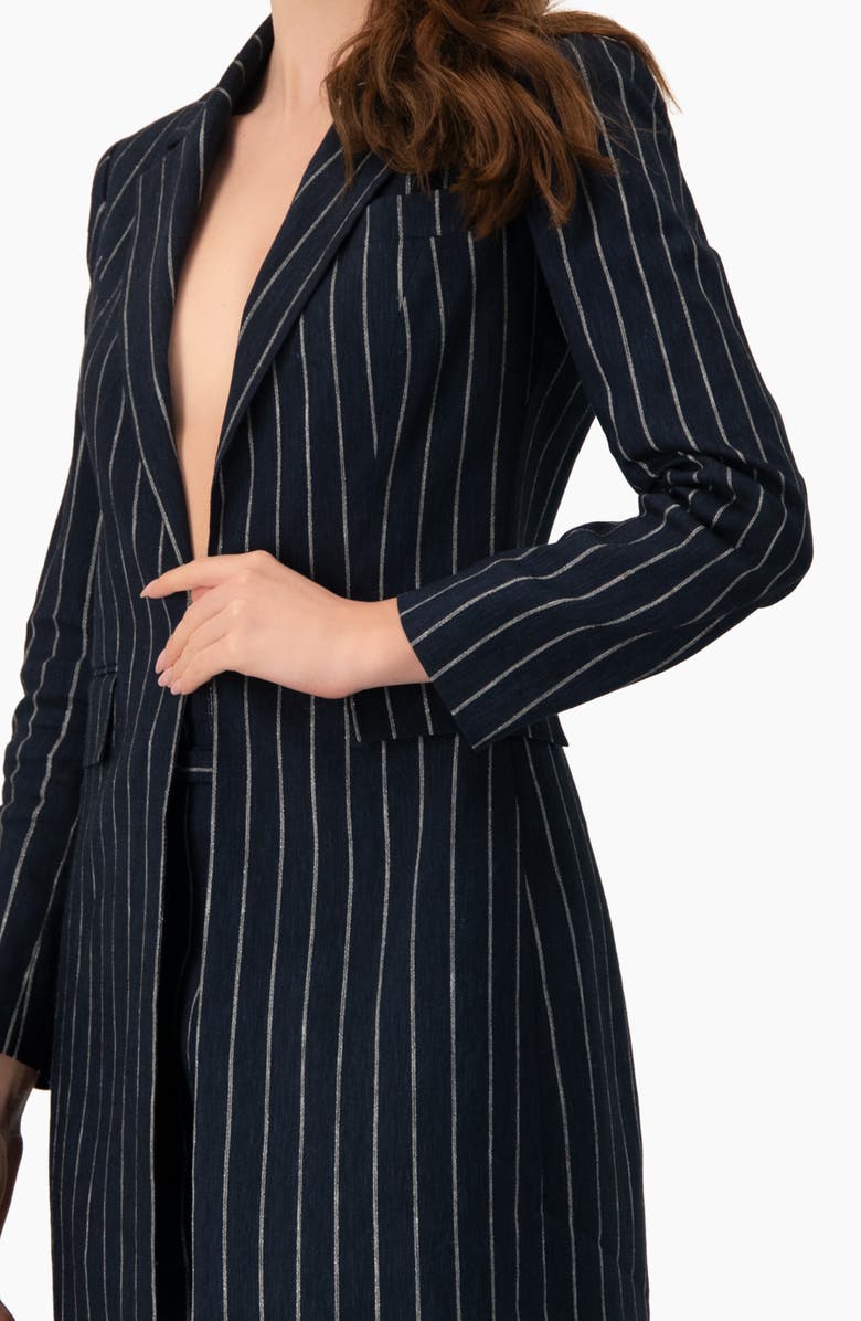 IVONNE Striped Blazer with Patch Pockets, Alternate, color, Navy Blue