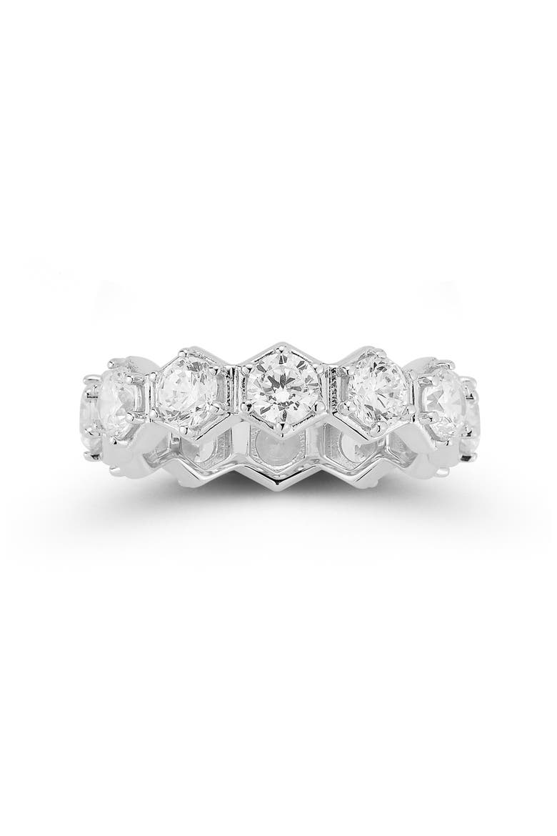 Hexagon Cubic Zirconia Ring, Main, color, SILVER