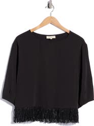 MELLODAY Fringe Trim Woven Top