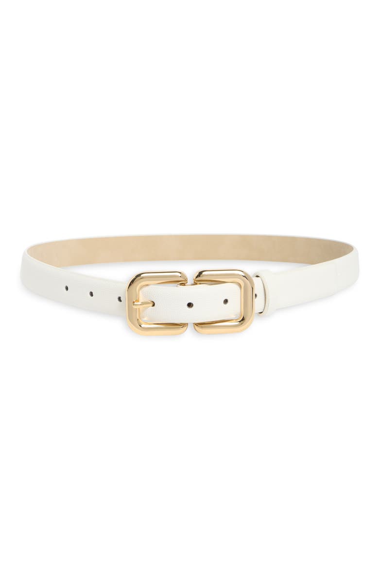 Double Buckle Belt, Main, color, WHITE