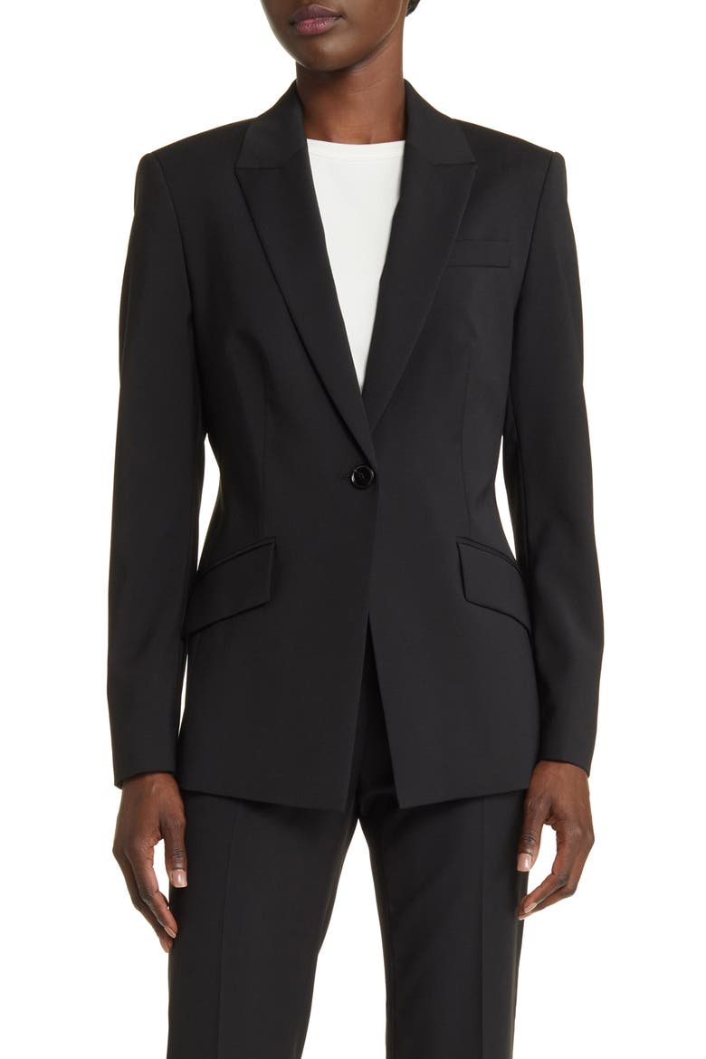 Jabinalah One-Button Virgin Wool Blazer, Main, color, BLK