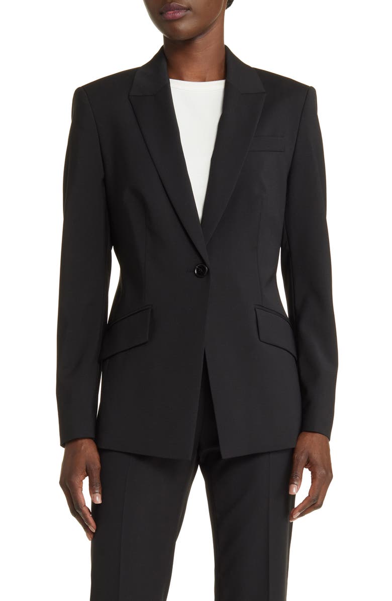 BOSS Jabinalah One-Button Wool Blazer, Main, color, Black