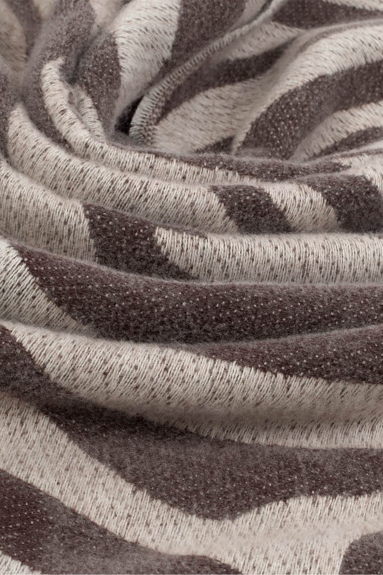 Zebra Printed Blanket Scarf, Alternate, color, BROWN