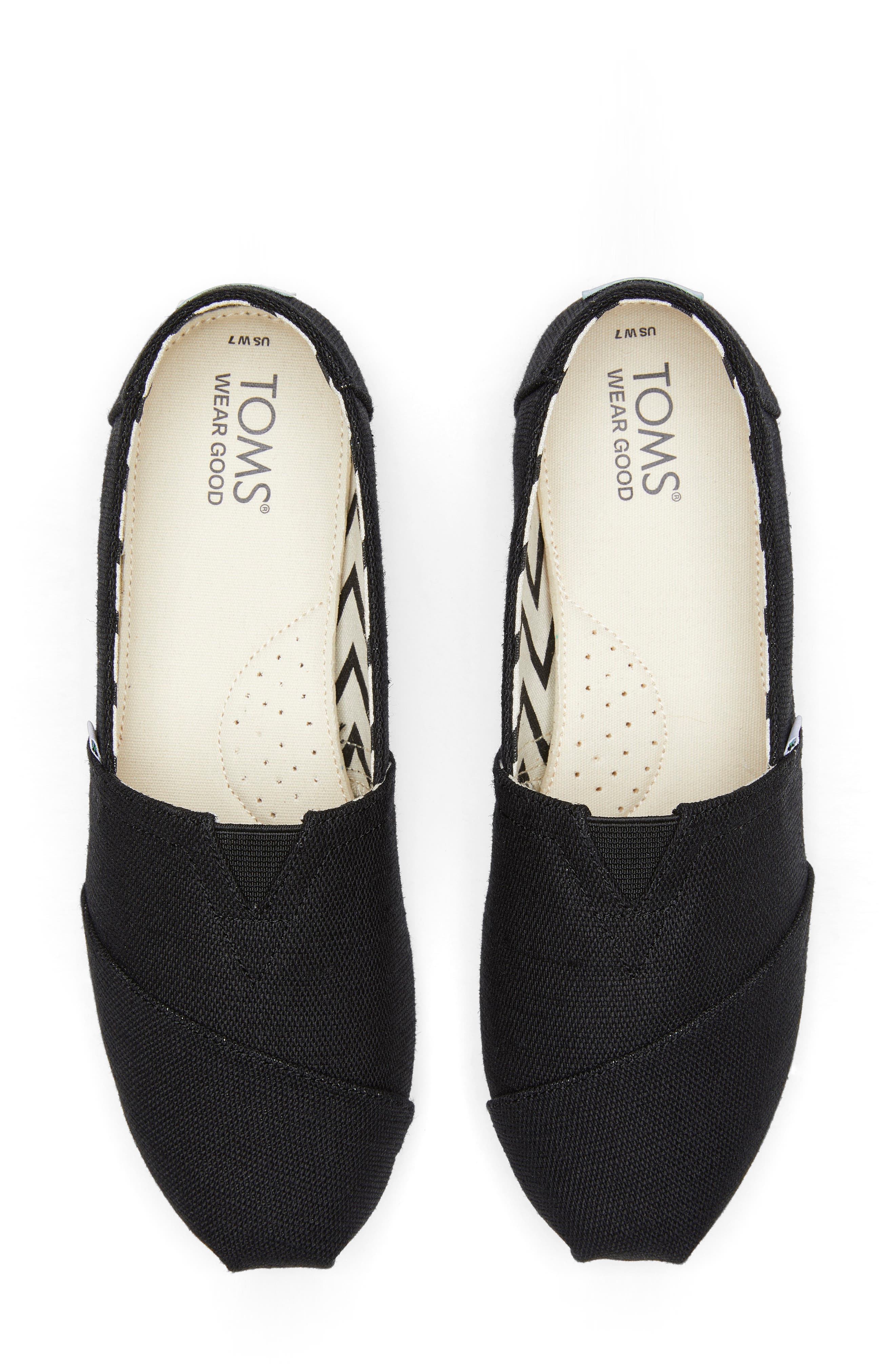 TOMS Classic Alpargata Espadrille Slip-On, Alternate, color, Black Heritage Canvas