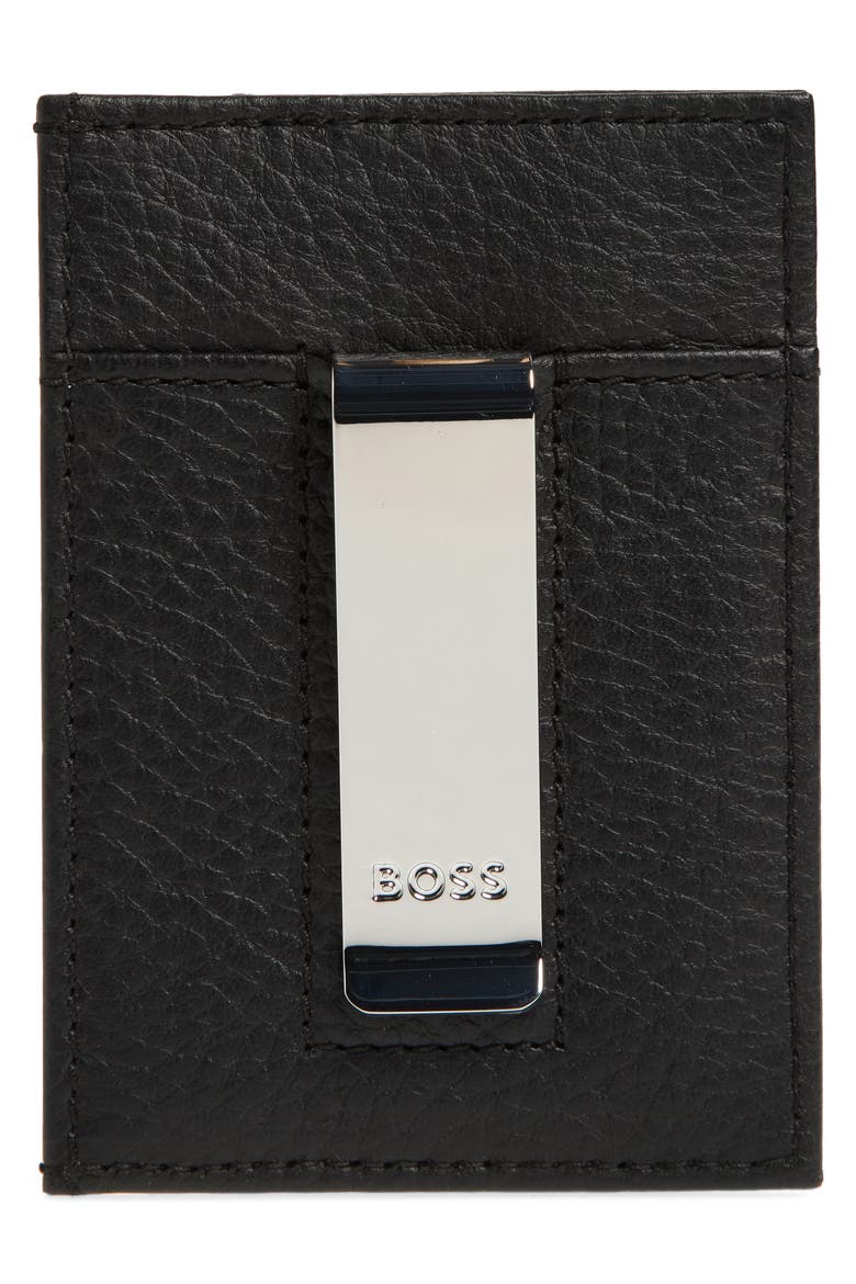New Crosstown Money Clip Leather Card Case, Alternate, color, BLACK
