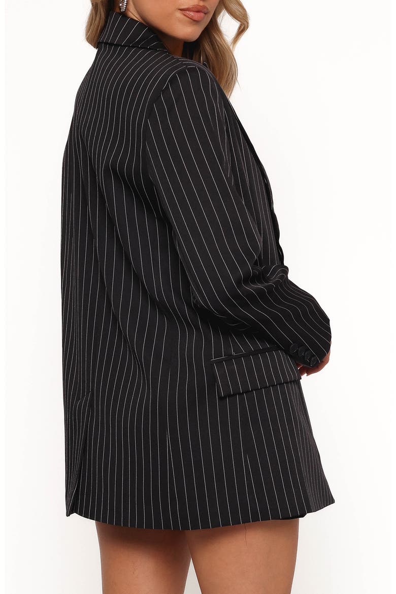 Livia Pinstripe Blazer, Alternate, color, BLACK