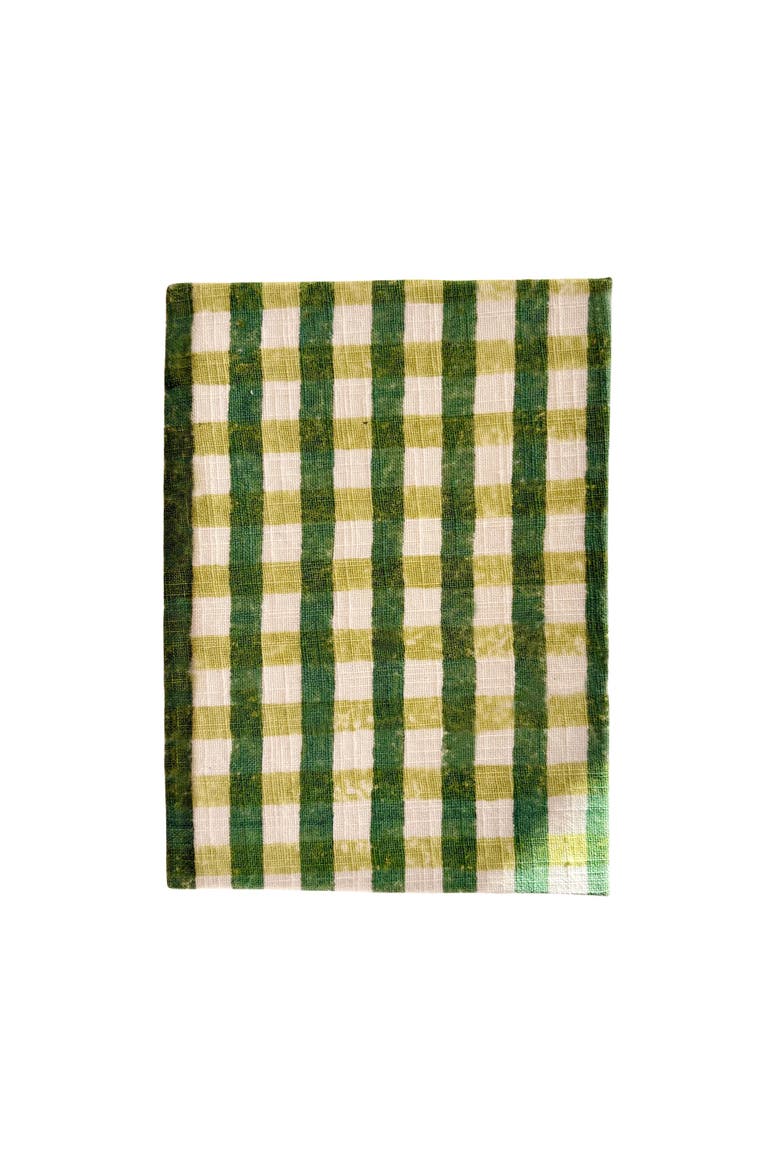 Handcrafted Sustainable A5 Diary Journal Notebook with Handmade Paper, Main, color, Green Checks