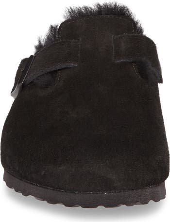 サンダル・ミュール BIRKENSTOCK 'Boston' Black Shearling Sabot Man Birkenstock Boston Shearling Suede Leather Black | BIRKENSTOCK