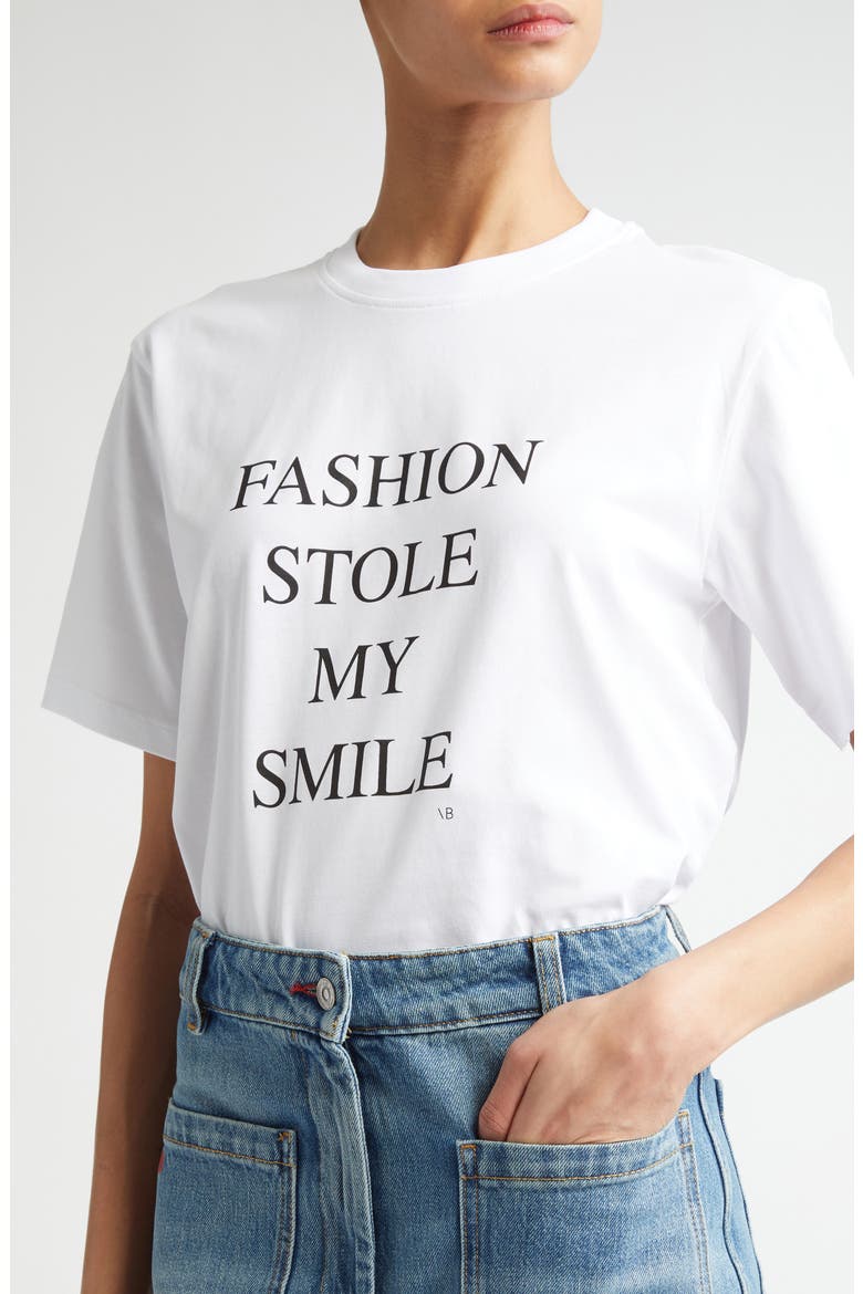 Fashion Stole My Smile Organic Cotton Graphic T-Shirt, Alternate, color, WHITE FASHION STOLE MY SMILE
