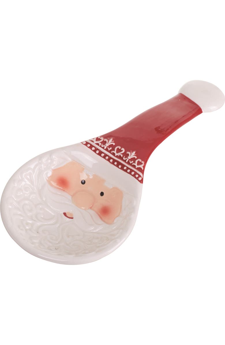 Transpac Dolomite 9.5 in. Multicolor Christmas Santa Spoon Rest, Main, color,