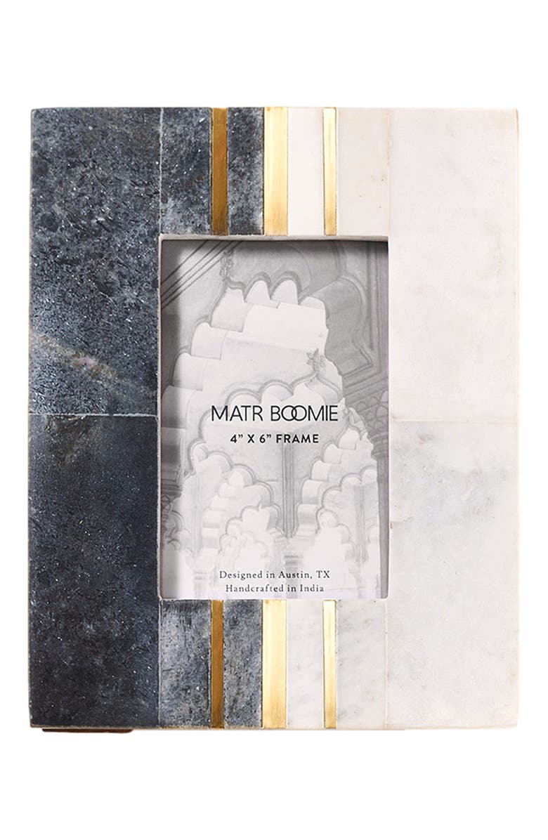 Matr Boomie Sammita 4x6 Black & White Picture Frame - Hand Carved Marble, Main, color, Black/White