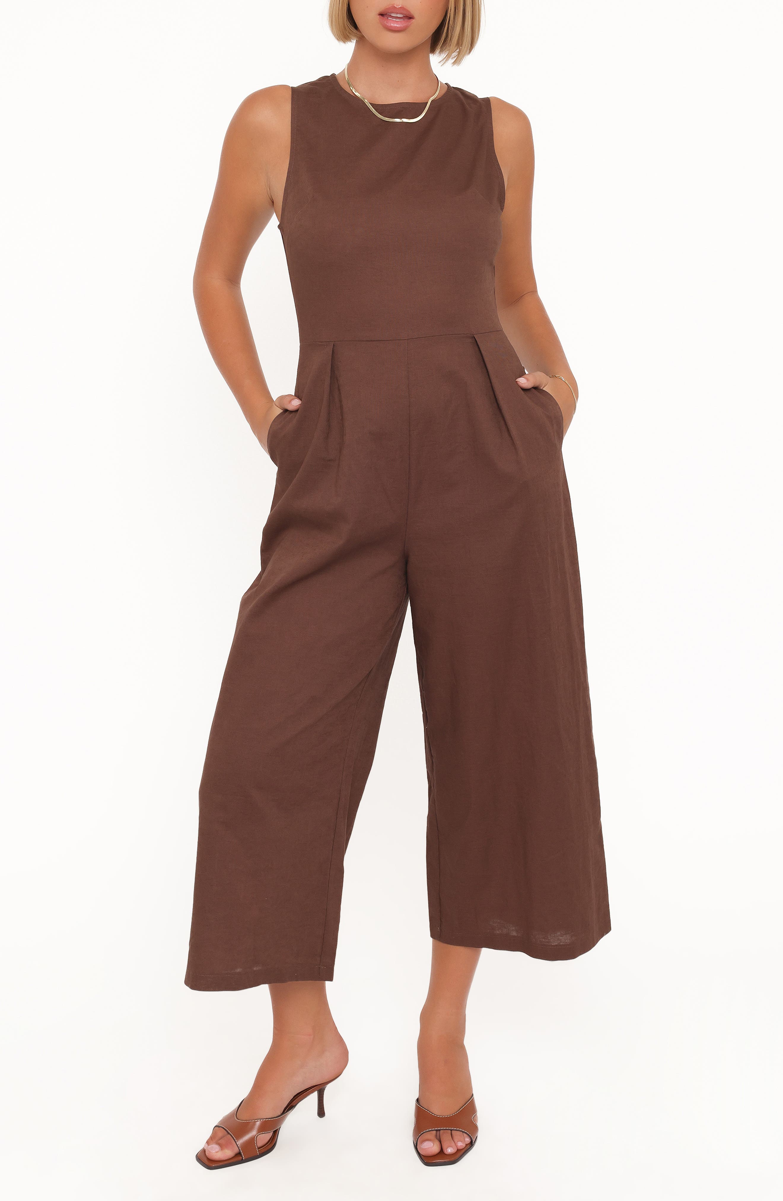 Petal And Pup Petal & Pup Ester Linen Blend Jumpsuit In Brown