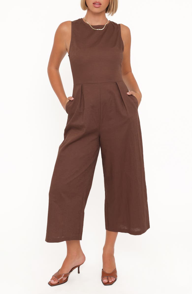 Petal & Pup Ester Linen Blend Jumpsuit, Main, color, Chocolate