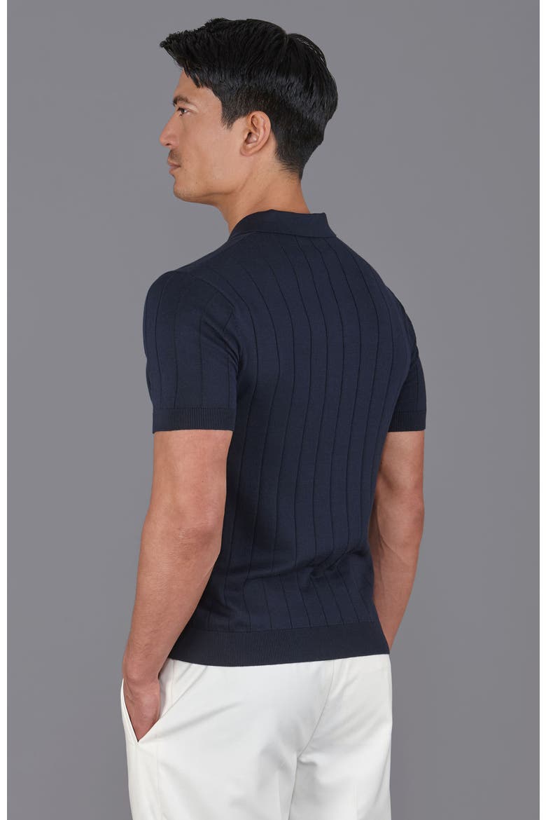 Cotton Selection Buttonless Polo Shirt, Alternate, color, Navy