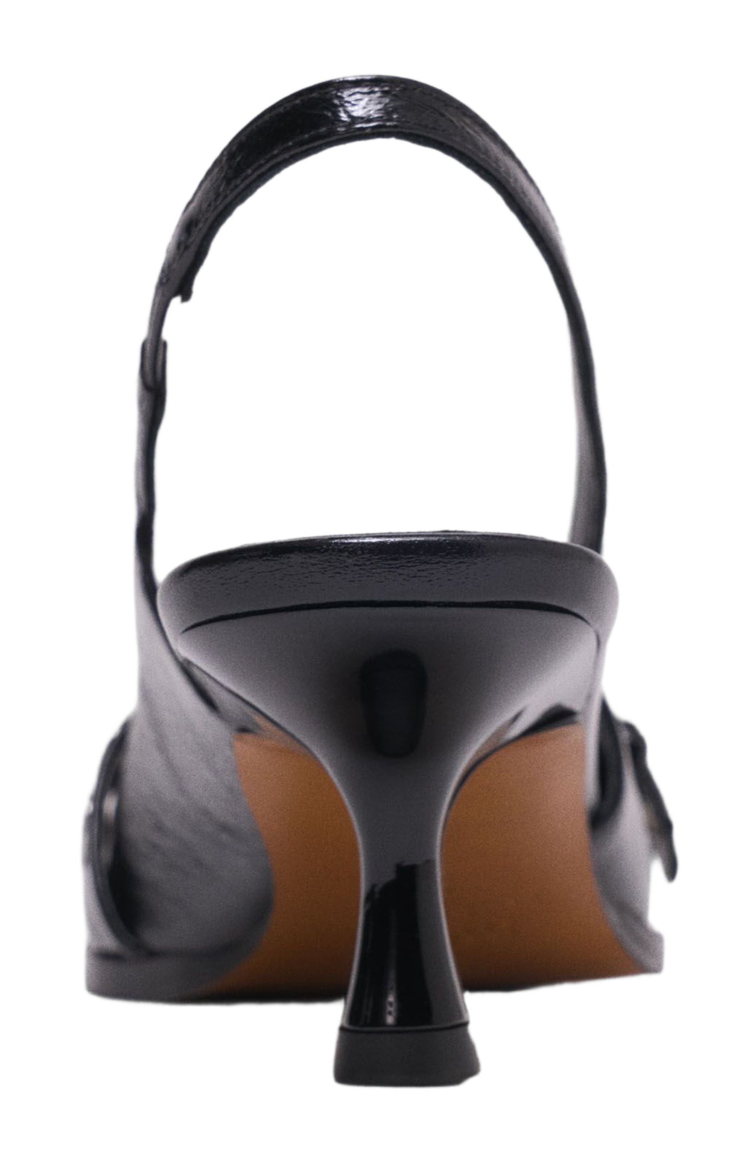 maje Leather pumps with eyelet strap, Alternate, color, Black