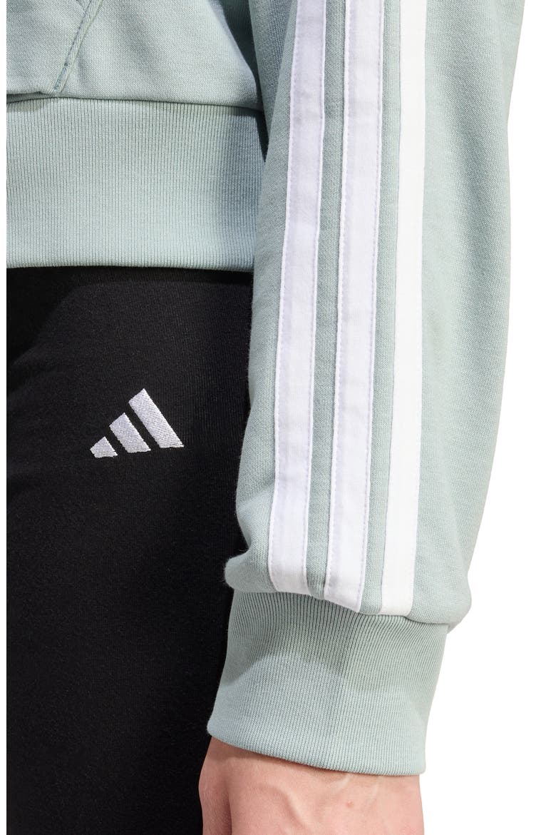 3-Stripes French Terry Hoodie, Alternate, color, WONDER SAGE/ WHITE