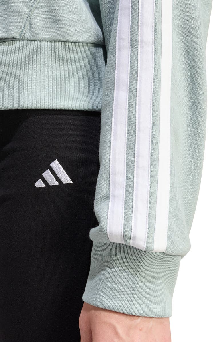 adidas 3-Stripes French Terry Hoodie, Alternate, color, Wonder Sage/ White