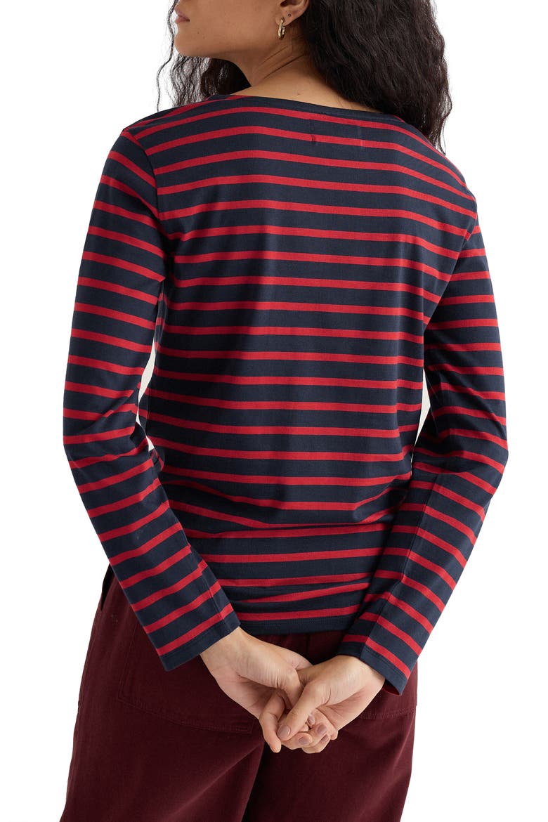 Sailor Stripe Organic Cotton Top, Alternate, color, BRETON MARITIME DEEP RUST