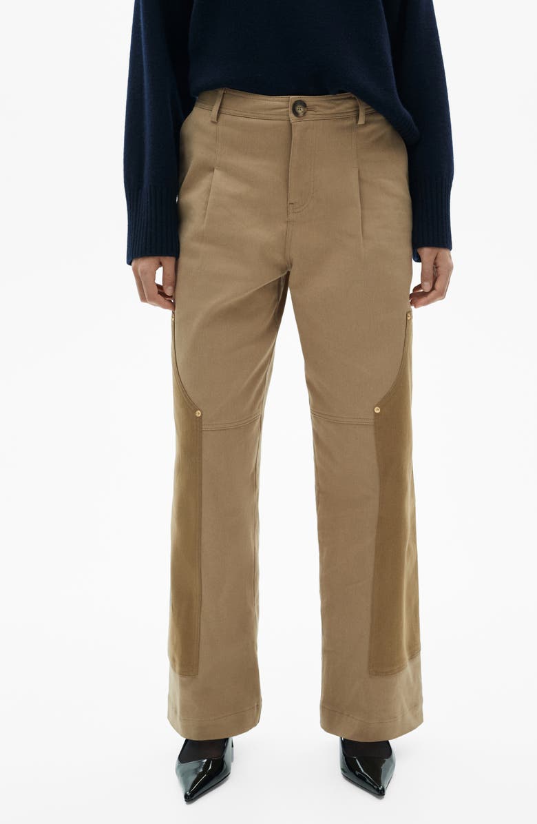 MANGO High Waist Straight Leg Pants with Contrast Panels, Main, color, 