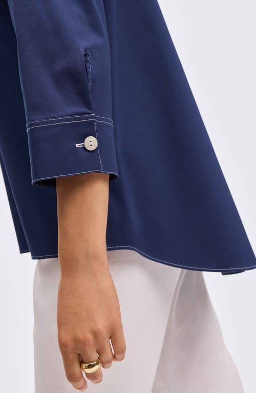 Foxcroft Kelly Button-up Shirt In Navy/white