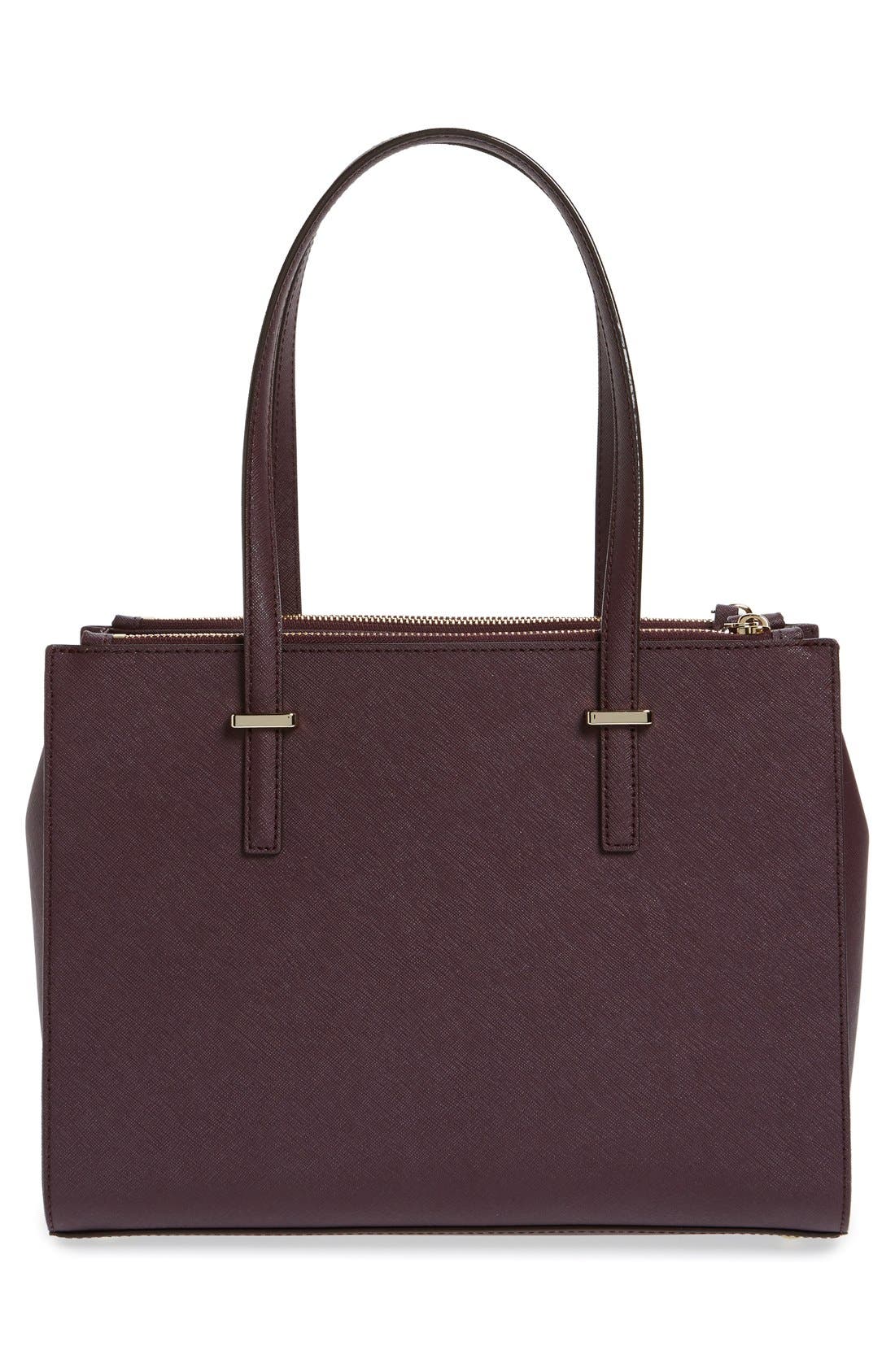 'cedar street - small jensen' leather tote, Alternate, color, MAHOGANY