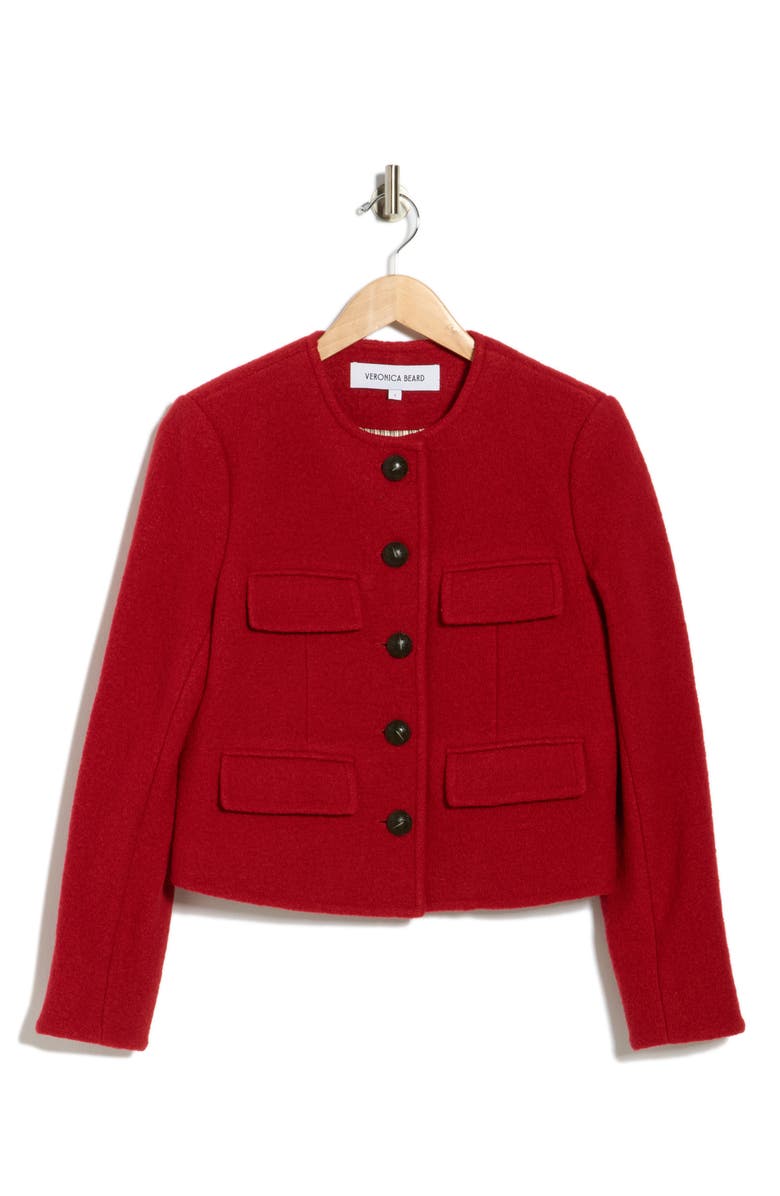 Veronica Beard Leslie Virgin Wool Jacket, Alternate, color, Crimson