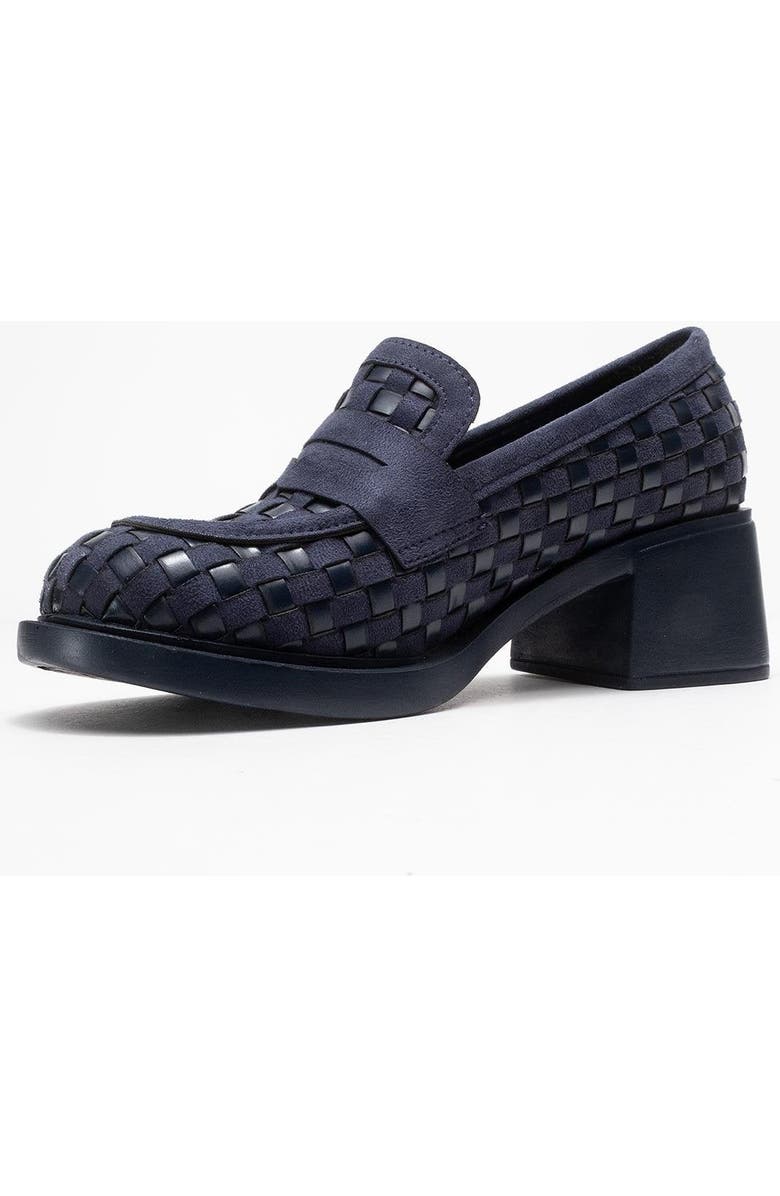 Prologue Shoes Marlon Woven Block Heel Loafer, Alternate, color, Navy Faux Leather