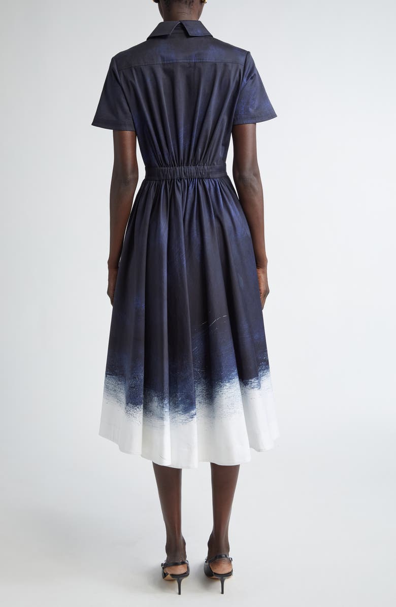 Jason Wu Collection Brushed Stretch Cotton Canvas Midi Dress, Alternate, color, Navy / White Smudged Canvas