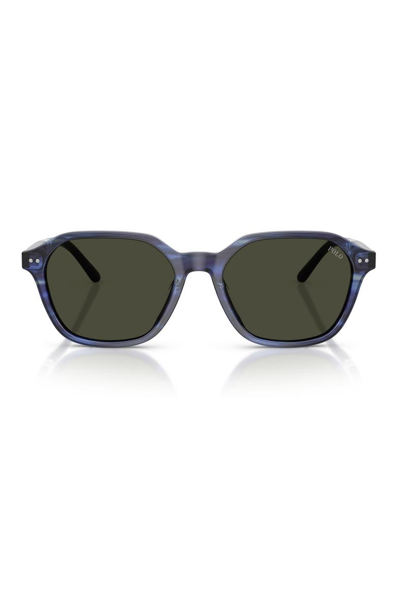 54mm Irregular Sunglasses, Main, color, SHINY STRIPED BLUE / DARK GREY