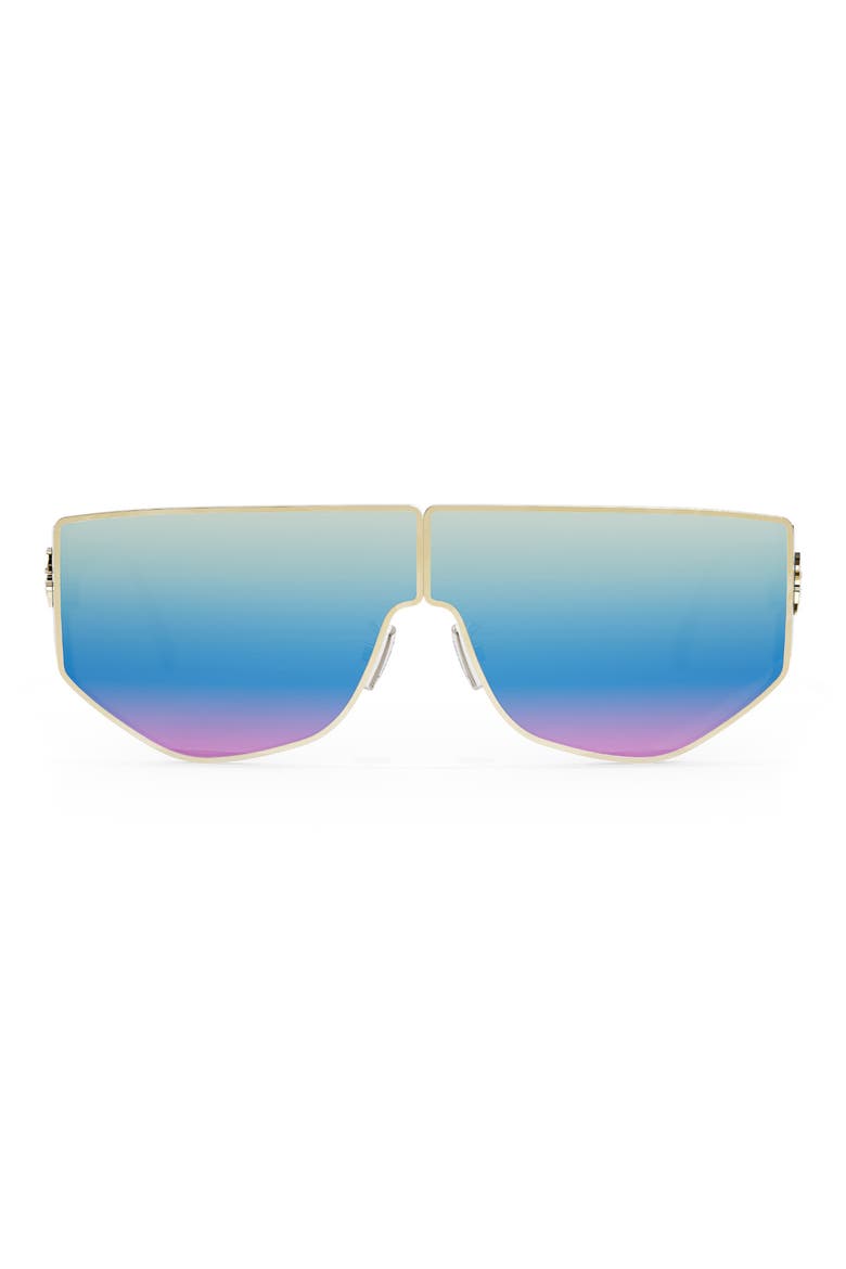 'Fendi Disco 68mm Geometric Sunglasses, Main, color, GOLD / BLUE MIRROR