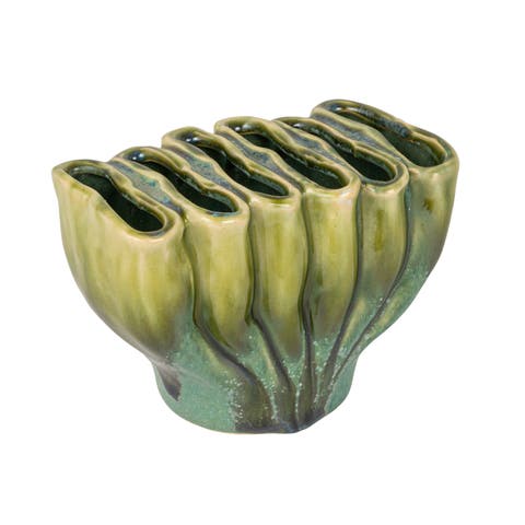 Stoneware Sculptural Vase with 6 Sections with Reactive Glaze
