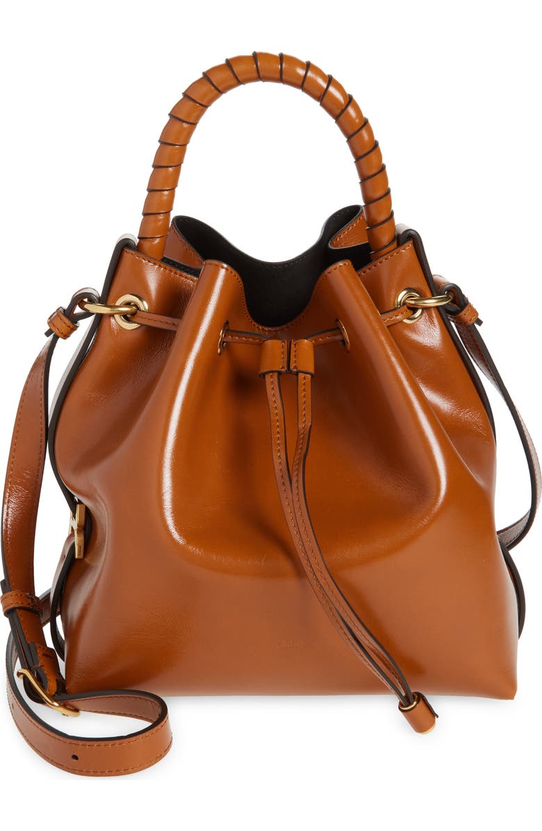 Chloé Marcie Shiny Leather Bucket Bag, Main, color,